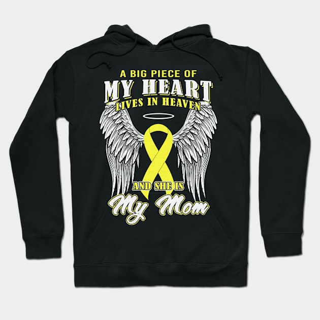 Big Piece Of My Heart Lives In Heaven My Mom Testicular Cancer Awareness Peach Ribbon Warrior Hoodie by celsaclaudio506